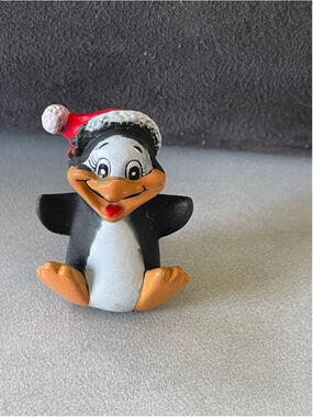 Holiday Decor Penguin Figurine One Size Black Red